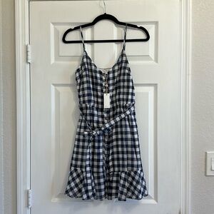 Blue Gingham Self-Tie Dress